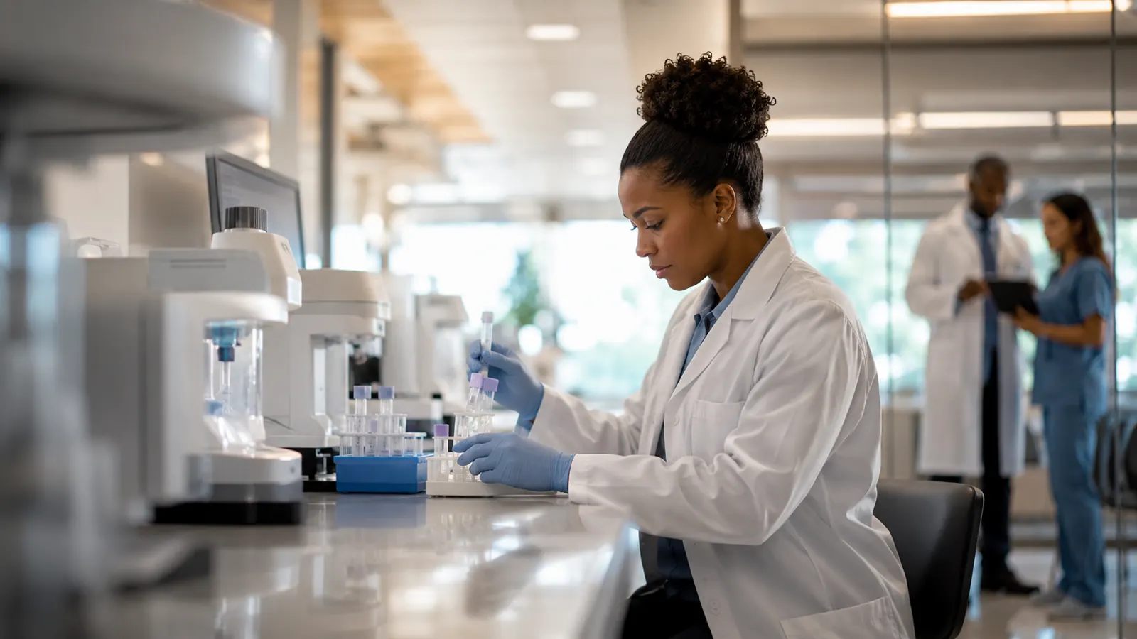 Clinician planning a lab monitoring cadence for a program at a workstation.