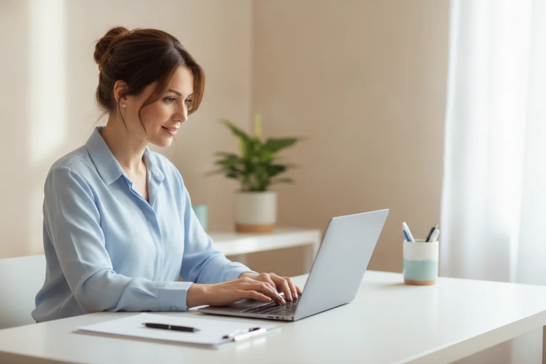 A clinician on a telehealth video visit